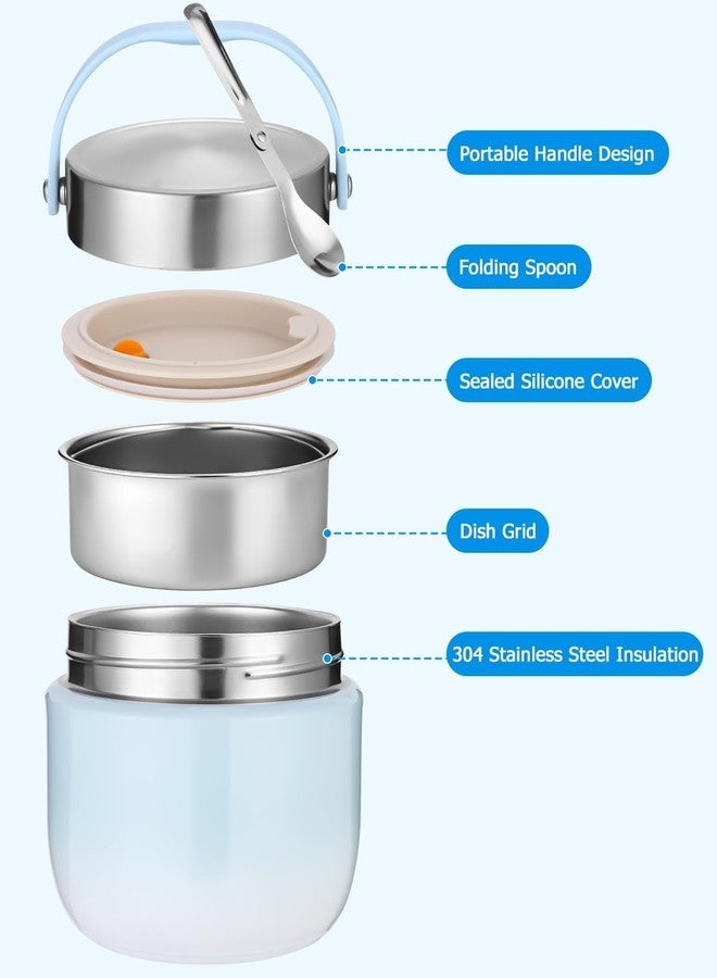 EVVIX Large Capacity Stainless Steel Lunch Jar 1200ml - Hot & Cold Thermal Food Container with Compartments, Portable Insulated Tiffin Box for Kids, Adults, Office, Camping & Outdoor Meals (Sky) - Image 2